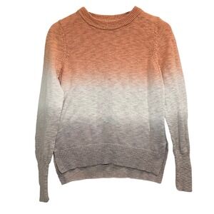 Faherty Muir Dip Dye Sweater Organic Cotton Ombre Size S Orange White Beige